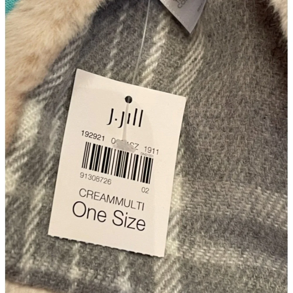 NWT‎ J Jill Reversible Faux Fur Pull Through Scarf Cream Soft Cozy Quiet Luxury